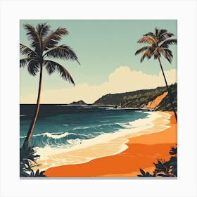 Beach Scene With Palm Trees Canvas Print