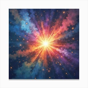 A Watercolor Cosmic Explosion Scattering Vibrant Colors Across The Sky 1 Canvas Print