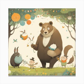 Bears In The Forest Canvas Print