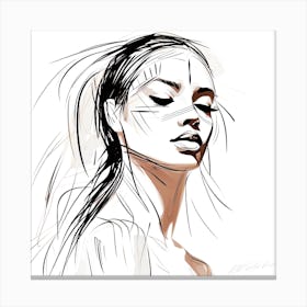 Portrait Of A Lady - Portrait Sketch Canvas Print