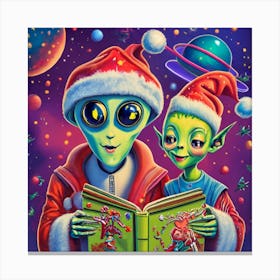 Alien Santa Singing Carols Canvas Print