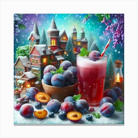 Plums In The Snow Canvas Print