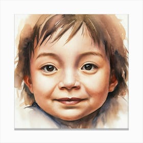 Watercolor Portrait Of A Child 3 Canvas Print