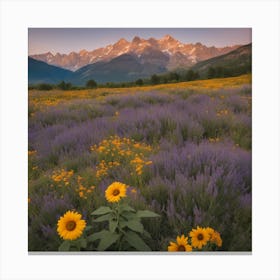 Sunflowers In The Meadow 1 Canvas Print