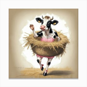 Cow In Hay 3 Canvas Print