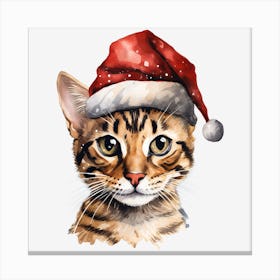 Bengal Cat In Santa Hat 2 Canvas Print