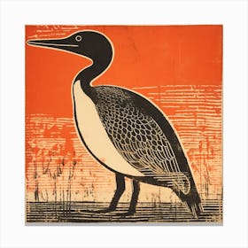 Retro Bird Lithograph Loon 2 Canvas Print