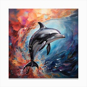 Dolphin In The Ocean Canvas Print