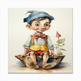 Watercolor Of A Little Boy Canvas Print
