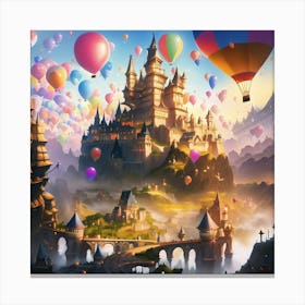 Castle With Balloons Canvas Print