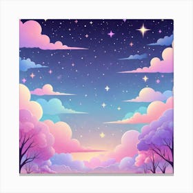 Sky With Twinkling Stars In Pastel Colors Square Composition 248 Canvas Print