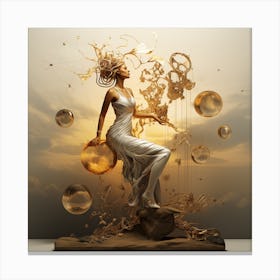 Golden Woman 3d Illustration: An Orgasm Canvas Print