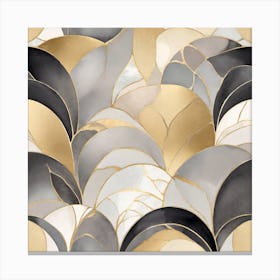 Abstract Pattern Gold Silver And Black Canvas Print