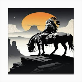 Indian Chief On Horseback Canvas Print