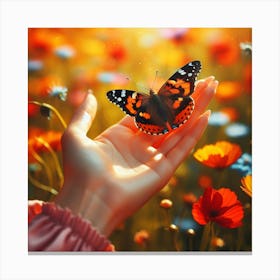 Butterfly on The Hand 1 Canvas Print