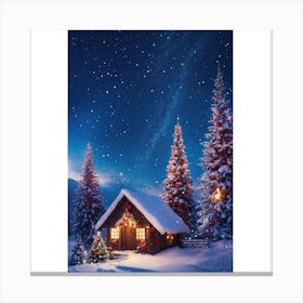 Cabin In The Snow Canvas Print