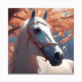 White Horse In Autumn Canvas Print