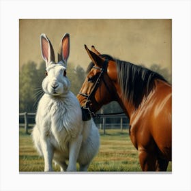 Rabbit And Horse Canvas Print