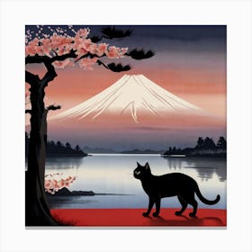 Cat In Front Of Fuji Canvas Print