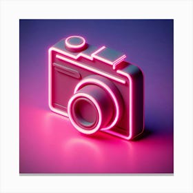 Camera 3D Neon Sign Canvas Print