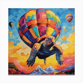 Turtle On Hot Air Balloon Canvas Print