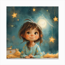 Little Girl In Pajamas 1 Canvas Print