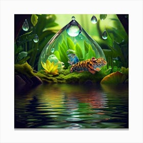 Firefly Intricate, Scene, Drop, Water, Magnified, Ecosystem, Miniature, Tropical, Forest, Frog, Gree (9) Canvas Print