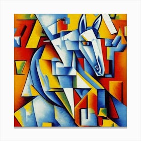 Horse In Blue And White Canvas Print