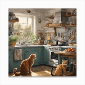 Cats In The Kitchen 2 Canvas Print