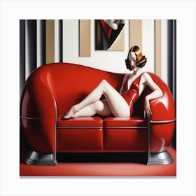 Mujer Posando En El Divan Canvas Print