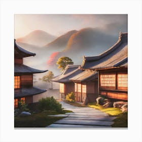 Firefly Rustic Rooftop Japanese Vintage Village Landscape 10741 Canvas Print