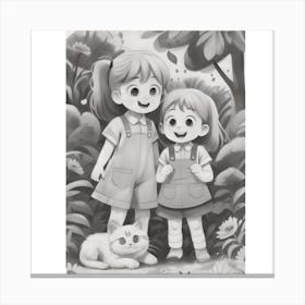 Two Girls In The Woods Canvas Print