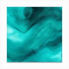 Beautiful teal cyan abstract background. Drawn, hand-painted aquarelle. Wet watercolor pattern. Artistic background with copy space for design. Vivid web banner. Liquid, flow, fluid effect. 1 Canvas Print