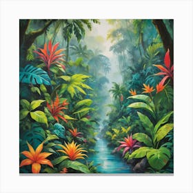 Tropical Jungle Art Print Paintings 6 Canvas Print