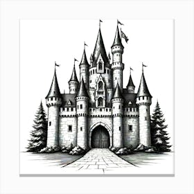 Castle In Black And White 1 Canvas Print