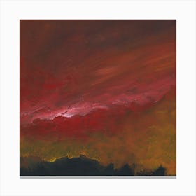 oil painting landscape artwork beige red orange black sunrise sunset sky impressionism impressionist dark deep depression Canvas Print