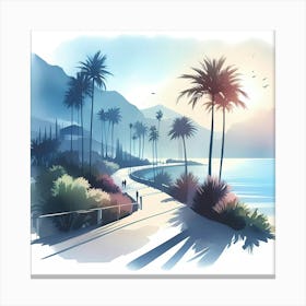 Watercolor Of Palm Trees 1 Canvas Print