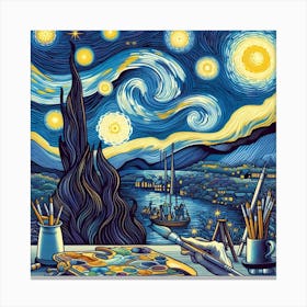 A Modern Twist on Van Gogh’s Starry Night Over the Rhône Canvas Print