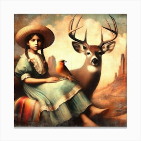 Girl And A Deer 1 Canvas Print