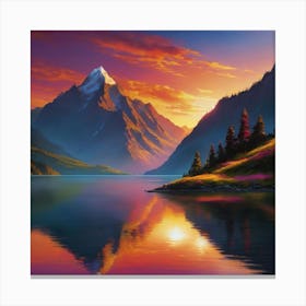 Sunset In The Mountains Canvas Print