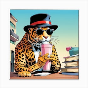 Leopard In A Hat Canvas Print
