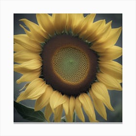 A Close Up Of A Delicate Sunflowers Bud Just Beginning To Bloom, With Soft Petals And Hints Of Vibra Canvas Print