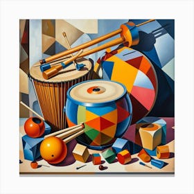 Percussion Instruments Cubism Style Canvas Print