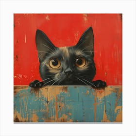 Cute Cat Peeking Over The Fence Canvas Print