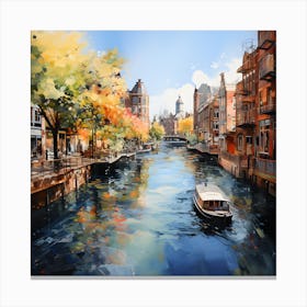 Golden Hour Reflections Amsterdam S Tranquil Canals In Summer Splendo Canvas Print