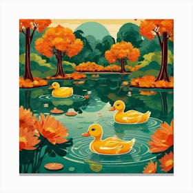 Ducks In The Pond 17 Canvas Print