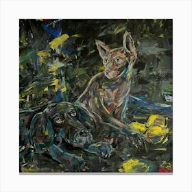 "Cat and Dog" Portrait Canvas Print