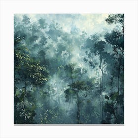 Forest Landscape With Mist Canvas Print