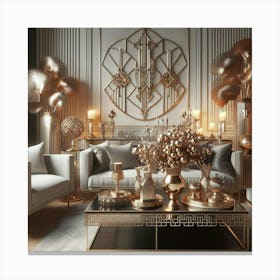 Gold Living Room Decor Canvas Print