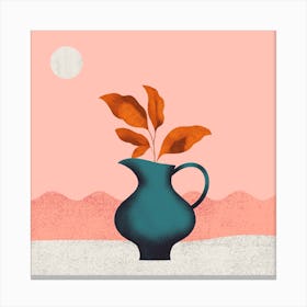 Vase With Leaves Canvas Print